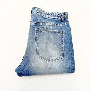 Ksubi Chitch Nostalgia Trashed Denim Button Fly Straight Leg Denim Jeans Size 38